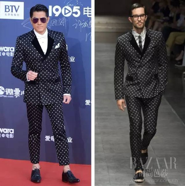 郭富城身穿dolce & gabbana2016春夏西服套装,以白色衬衫点亮搭配