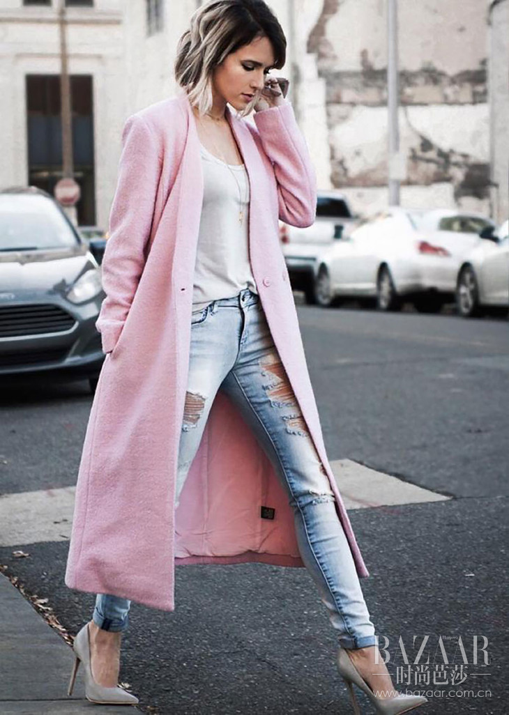 pink-long-coat-casual-spring-outfit-idea-bmodish