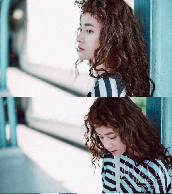 咋看还以为是韩国女明星,一头蓬松小卷毛更是韩范儿十足!
